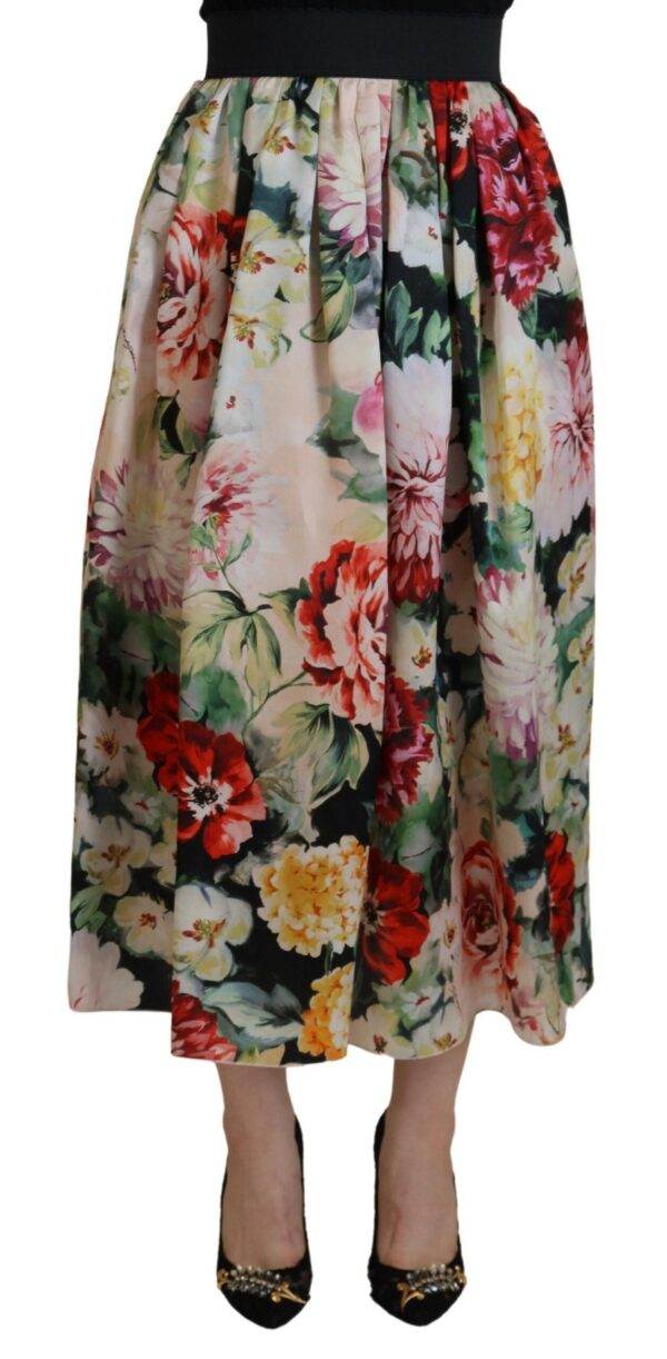 Køb Dolce & Gabbana Multifarver Floral Silke High Waist Aline Skirt billigt online tilbud