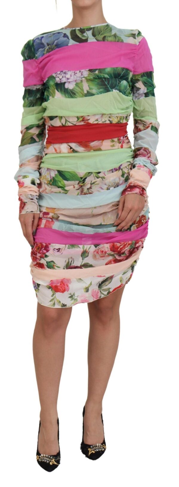 Køb Dolce & Gabbana Multifarver Silke Floral Bodycon Sheath Kjole billigt online tilbud