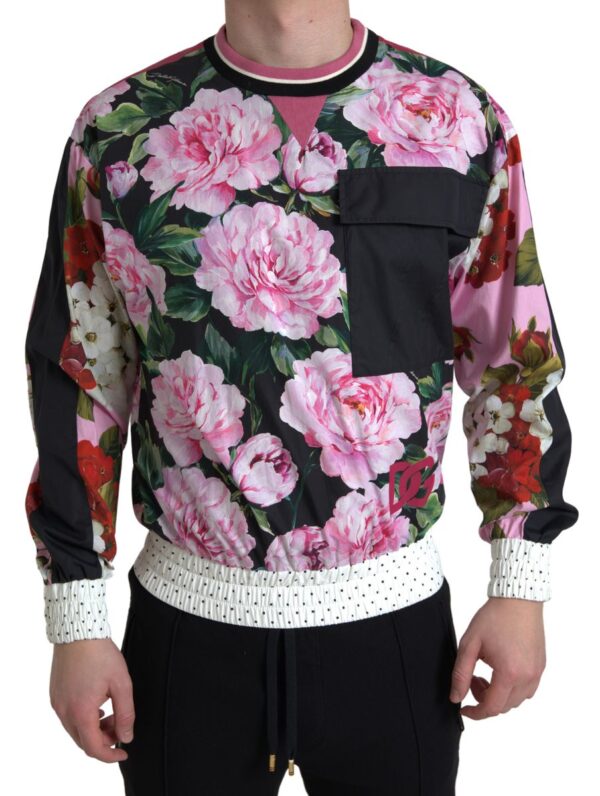 Køb Dolce & Gabbana Pink Floral Roses Crewneck Top Sweater billigt online tilbud