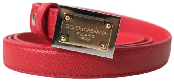 Køb Dolce & Gabbana Pink Læder Metal Spænde Bælte billigt online tilbud