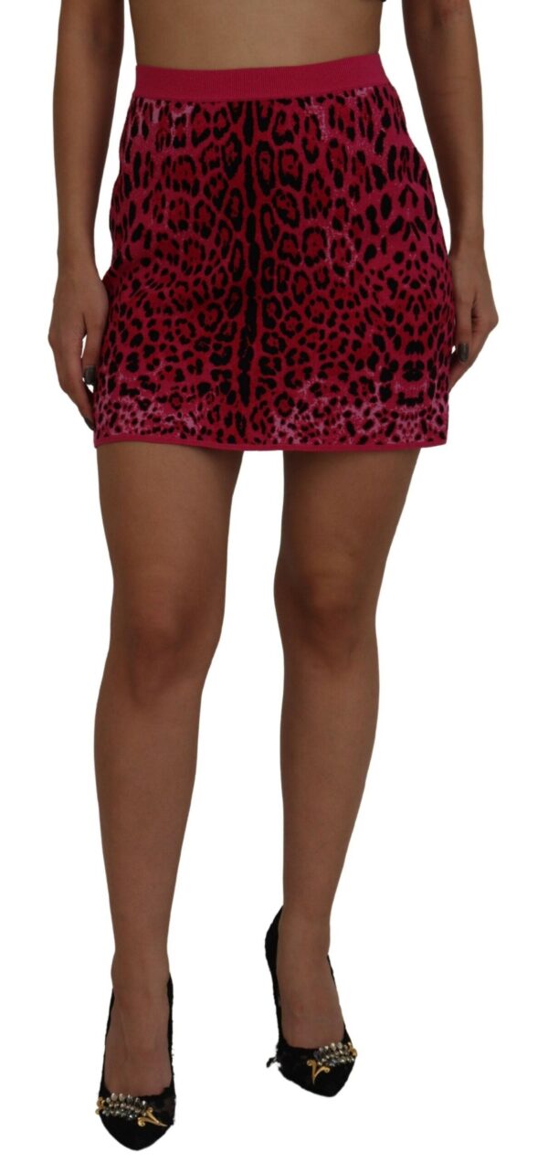 Køb Dolce & Gabbana Pink Leopard High Waist A-line Mini Skirt billigt online tilbud