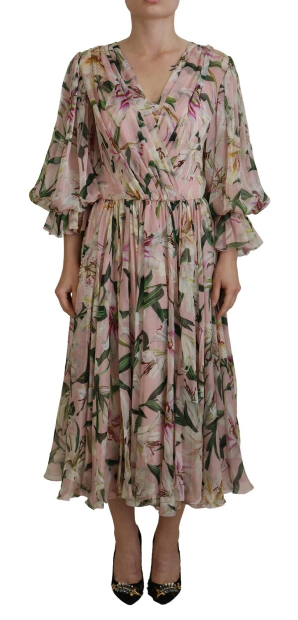 Køb Dolce & Gabbana Pink Lily Silkee A-line Maxi Kjole billigt online tilbud