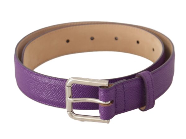 Køb Dolce & Gabbana Purple Skindskin Læder Logo Engraved Buckle Bælte billigt online tilbud