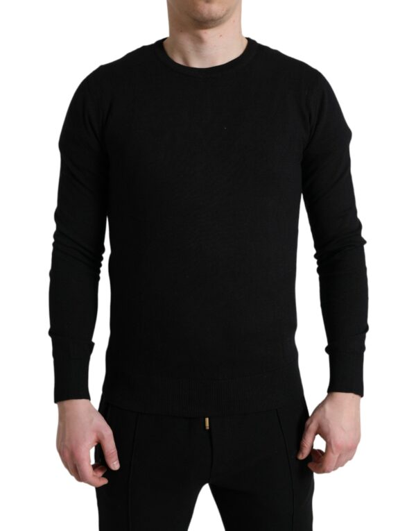 Køb Dolce & Gabbana Sort Bomuld Crew Neck Men Pullover Sweater billigt online tilbud