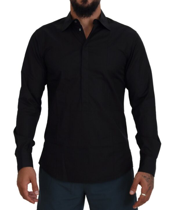 Køb Dolce & Gabbana Sort Bomuld Long Sleeves Kjole Formal Shirt billigt online tilbud