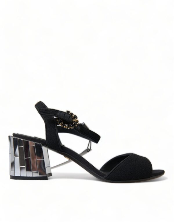 Køb Dolce & Gabbana Sort Crystals Ankle Strap Sandals Shoes billigt online tilbud