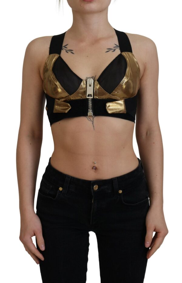 Køb Dolce & Gabbana Sort Guld Sleeveless Cropped Bustier Top billigt online tilbud