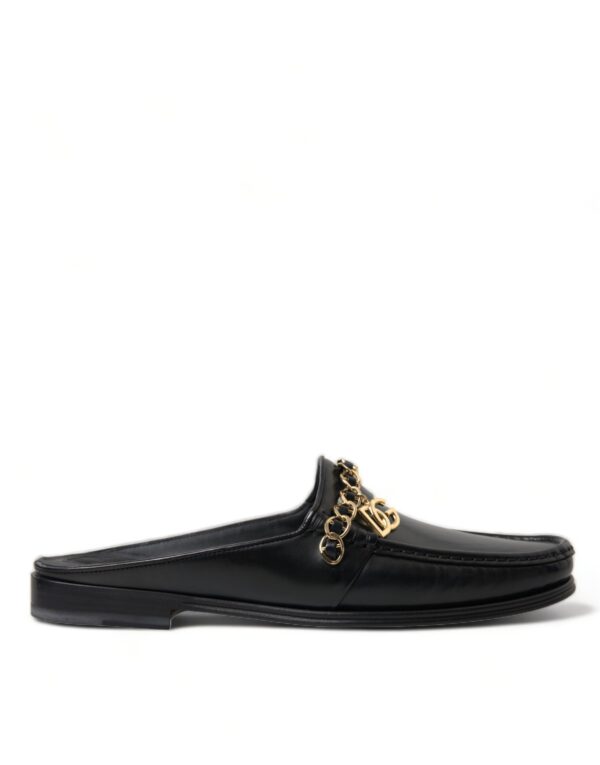 Køb Dolce & Gabbana Sort Læder Visconti Slippers Kjole Shoes billigt online tilbud