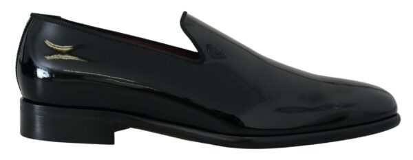 Køb Dolce & Gabbana Sort Patent Slipper Loafers Slipon Shoes billigt online tilbud