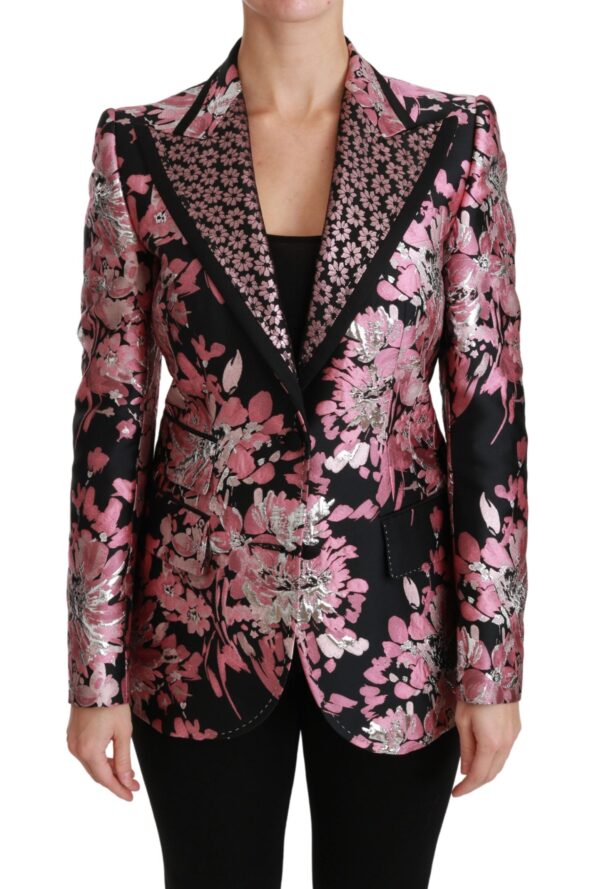 Køb Dolce & Gabbana Sort Pink Jacquard Blazer billigt online tilbud