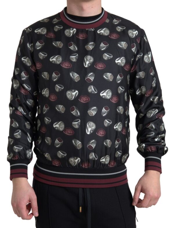 Køb Dolce & Gabbana Sort Ring Print Silke Crewneck Sweater billigt online tilbud