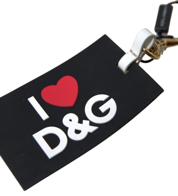 Køb Dolce & Gabbana Sort Silicone DG Logo Guld Nøglering billigt online tilbud