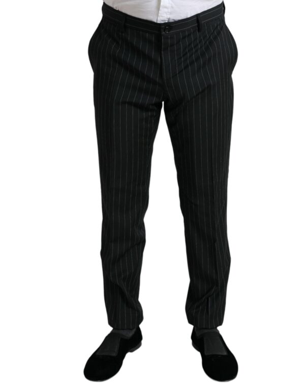 Køb Dolce & Gabbana Sort Striped slim fit Formal Pants billigt online tilbud