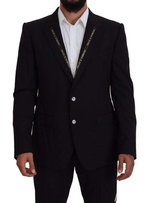 Køb Dolce & Gabbana Sort Uld Slim Fit Blazer billigt online tilbud