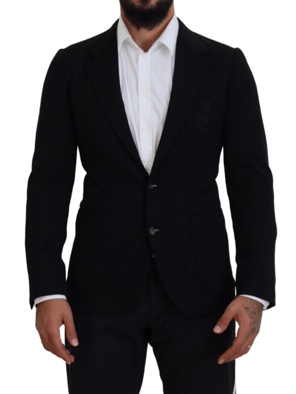 Køb Dolce & Gabbana Sort Uld Slim Fit Blazer billigt online tilbud