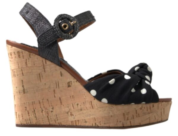 Køb Dolce & Gabbana Sort Wedges Polka Ankel Sandaler billigt online tilbud