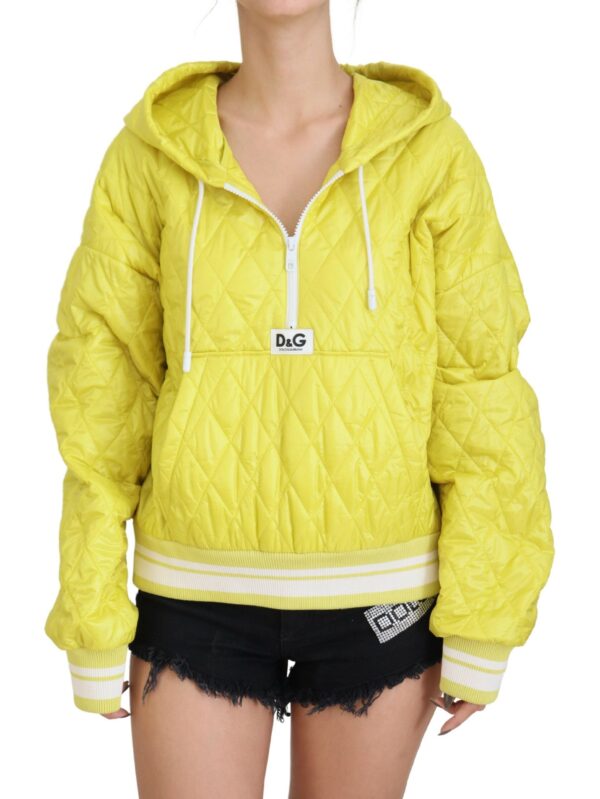 Køb Dolce & Gabbana Yellow Nylon Quilted Hooded Pullover Jacket billigt online tilbud