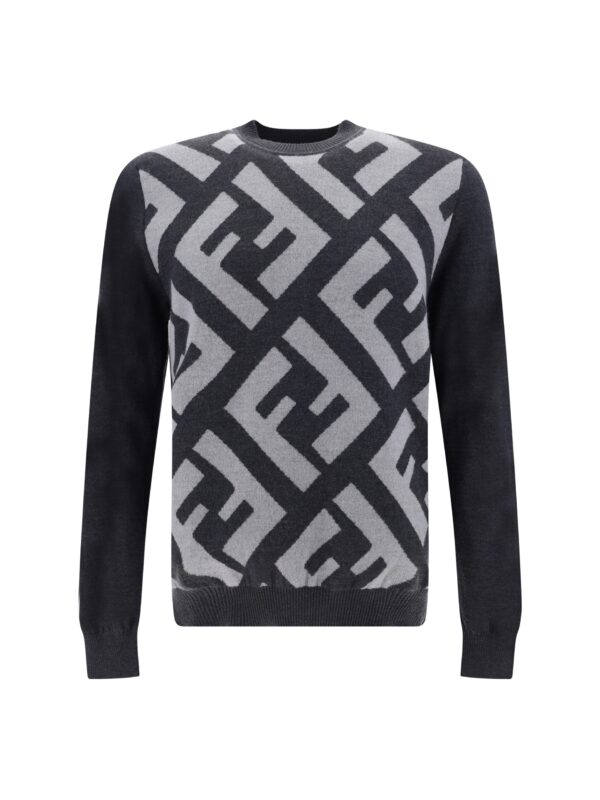 Køb Fendi Grå Uld Logo Sweater billigt online tilbud