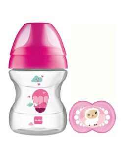 Køb MAM 190ml Sutteflaske m. Sut - Learn To Drink Cup 6+ Mdr. - Pink online billigt tilbud rabat legetøj