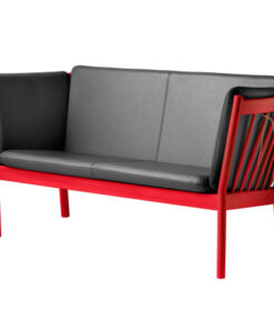 shop Erik Ole Jørgensen 2 pers. sofa - J148 - Ruby red/sort læder af FDB Møbler - online shopping tilbud rabat hos shoppetur.dk