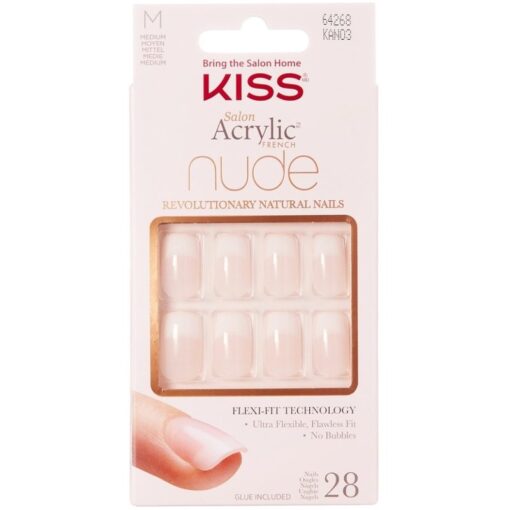 shop Kiss Salon Acrylic Nude French Nails - KAN03 af Kiss - online shopping tilbud rabat hos shoppetur.dk