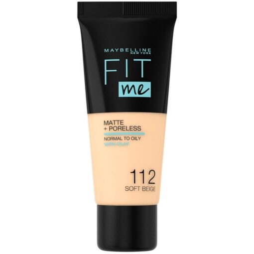 shop Maybelline Fit Me Matte + Poreless Foundation Normal To Oily 30 ml - 112 Soft Beige af Maybelline - online shopping tilbud rabat hos shoppetur.dk