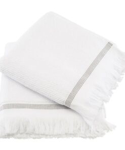 shop Meraki Towel White W. Grey Stripes 50 x 100 cm - 2 Pieces af Meraki - online shopping tilbud rabat hos shoppetur.dk