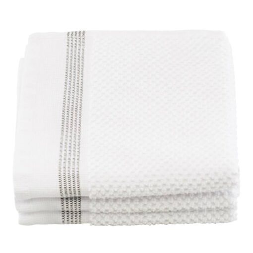 shop Meraki Wash Cloth White W. Grey Stripes 30 x 30 cm - 3 Pieces af Meraki - online shopping tilbud rabat hos shoppetur.dk