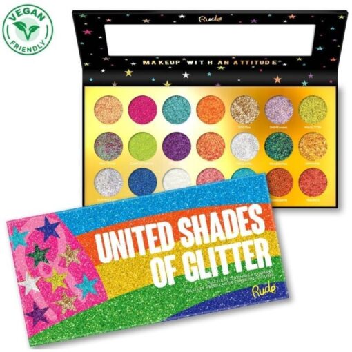 shop Rude Cosmetics United Shades Of Glitter - 21 Pressed Glitter Palette af Rude Cosmetics - online shopping tilbud rabat hos shoppetur.dk