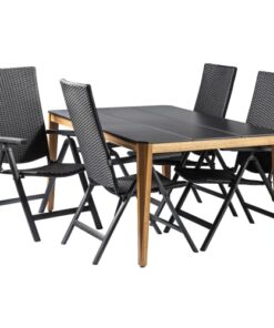 shop ScanCom Selma M havemøbelsæt med 4 Jonna stole - Antracit/natur/sort af  - online shopping tilbud rabat hos shoppetur.dk