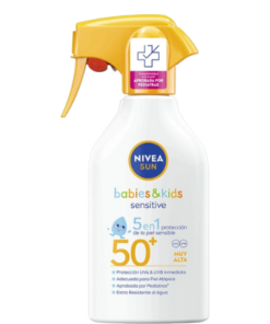 Køb Nivea Sun Babies & Kids Sensitive 5-i-1 Spray Solcreme SPF50+ 270 ml online billigt tilbud rabat legetøj