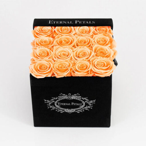 Køb Peach - Black Flower Box - Roser som holder ca. 1 år online billigt tilbud rabat online shopping