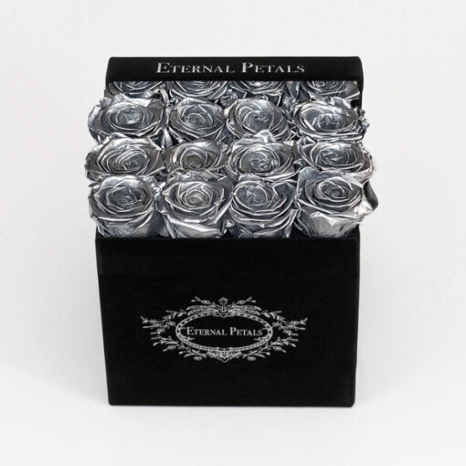 Køb Silver Black Flower Box - Roser som holder ca. 1 år online billigt tilbud rabat online shopping