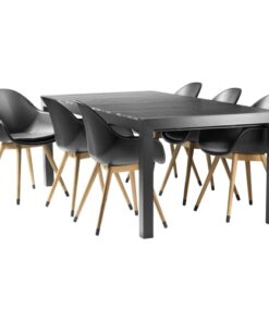 shop Rebecca havemøbelsæt med 6 Silja stole - Sort/natur af  - online shopping tilbud rabat hos shoppetur.dk