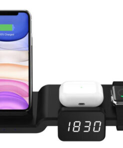 4 in 1 wireless charging station with time display 15W fast online shopping billigt tilbud shoppetur