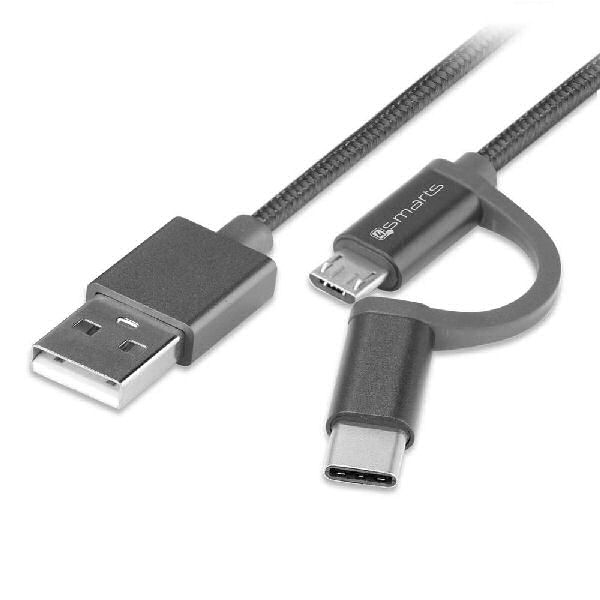 4smarts USB type-C & micro-USB data cable combocord 2m online shopping billigt tilbud shoppetur