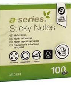 A-series sticky notes 75x75mm 100 ark AS0874 gul 12 stk. online shopping billigt tilbud shoppetur