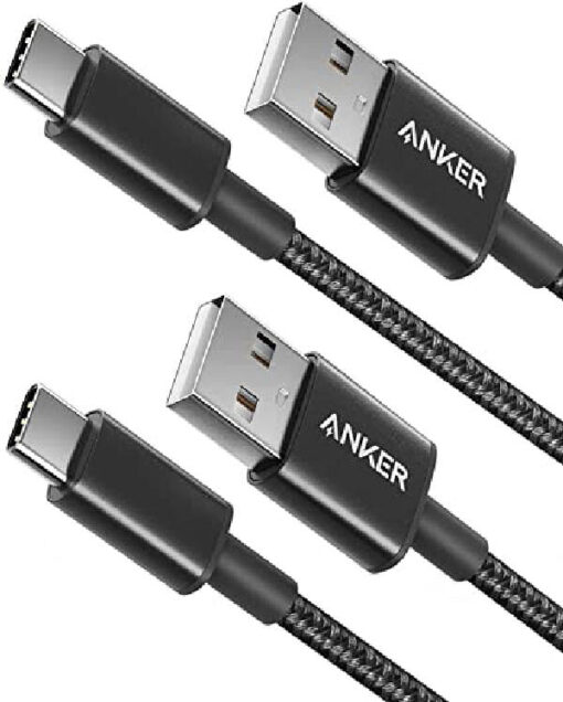 Anker nylon USB-C to USB-A 2.0 cable black 2 pack online shopping billigt tilbud shoppetur