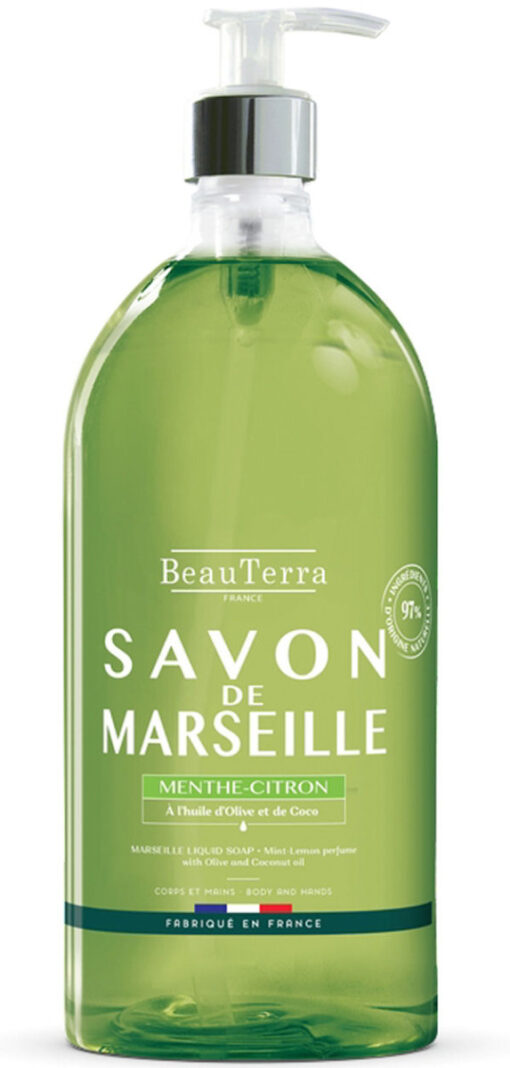 BeauTerra france savon de marseille liquid soap menthe citron 300ml online shopping billigt tilbud shoppetur