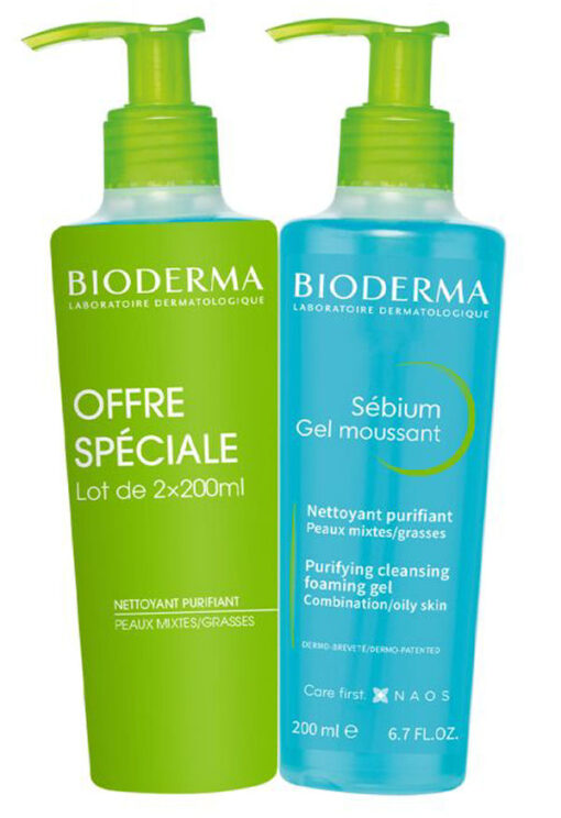 Bioderma purifying cleansing foaming gel - speciale offer 2 x 200ml online shopping billigt tilbud shoppetur