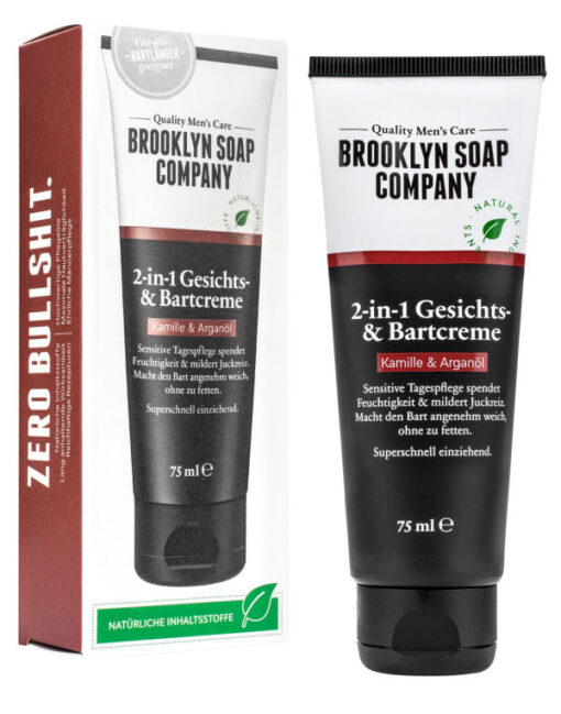 Brooklyn soap company 2-in-1 gesichts- & bartcreme kamille & arganöl 75ml online shopping billigt tilbud shoppetur