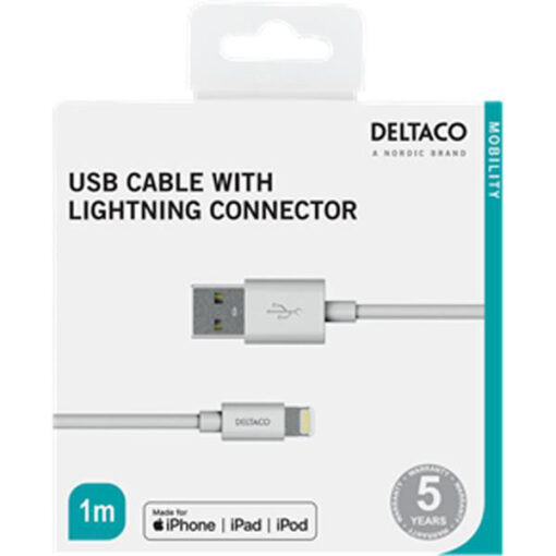 Deltaco USB cable with lightning connector 1 meter online shopping billigt tilbud shoppetur