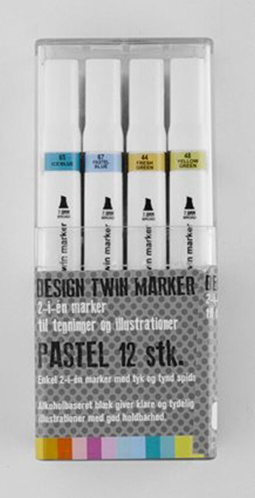 Design twin marker 2-i-1 marker til tegning og illustration pastel 12 stk. online shopping billigt tilbud shoppetur