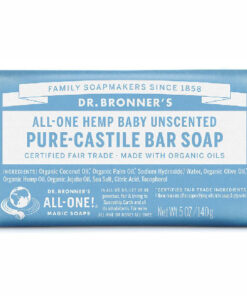 Dr. Bronner's all-one hemp baby unscented pure-castile bar soap 140g online shopping billigt tilbud shoppetur