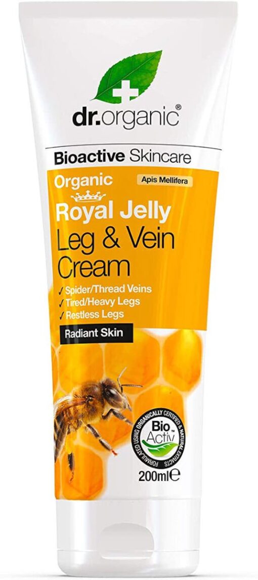 Dr. Organic bioactive skincare organic royal jelly leg & vein cream 200ml online shopping billigt tilbud shoppetur