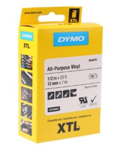 Dymo XTL all purpose vinyl sort på gul 12mm x 7m online shopping billigt tilbud shoppetur