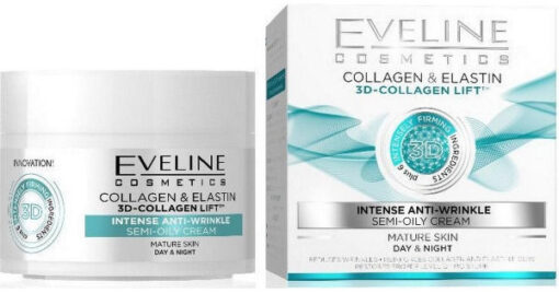 Eveline cosmetics 3D-collagen lift intense anti-wrinkle semi-oily cream day/night 50ml (dato) online shopping billigt tilbud shoppetur