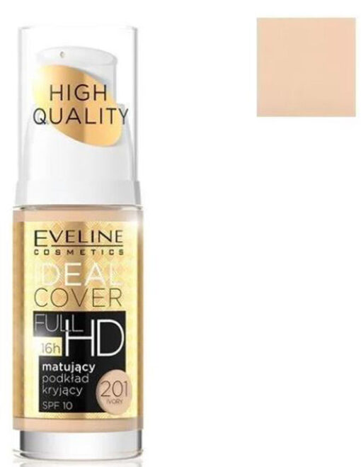 Eveline cosmetics ideal cover full HD mattifying and covering foundation SPF10 201 ivory 30ml online shopping billigt tilbud shoppetur