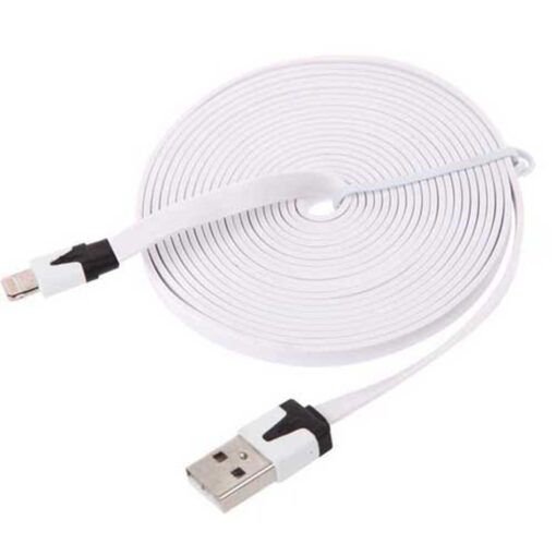 Flat Noodle Cable Data Sync Charger Cord for iPhone 5 3m online shopping billigt tilbud shoppetur