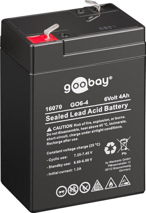 Goobay sealed lead acid battery 16070 GO6-4 6volt 4Ah online shopping billigt tilbud shoppetur